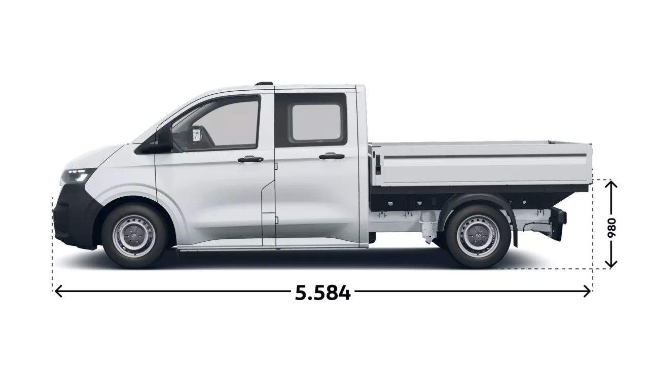 VW Transporter Pritschenwagen Länge und Höhe Seitenansicht