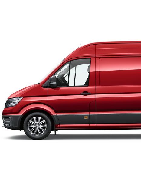 Crafter Kastenwagen steht auf einer Baustelle.