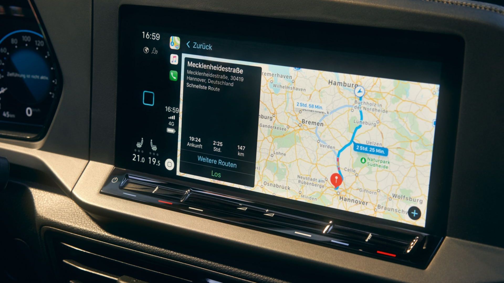 Das Navigationssystem im VW Caddy.
