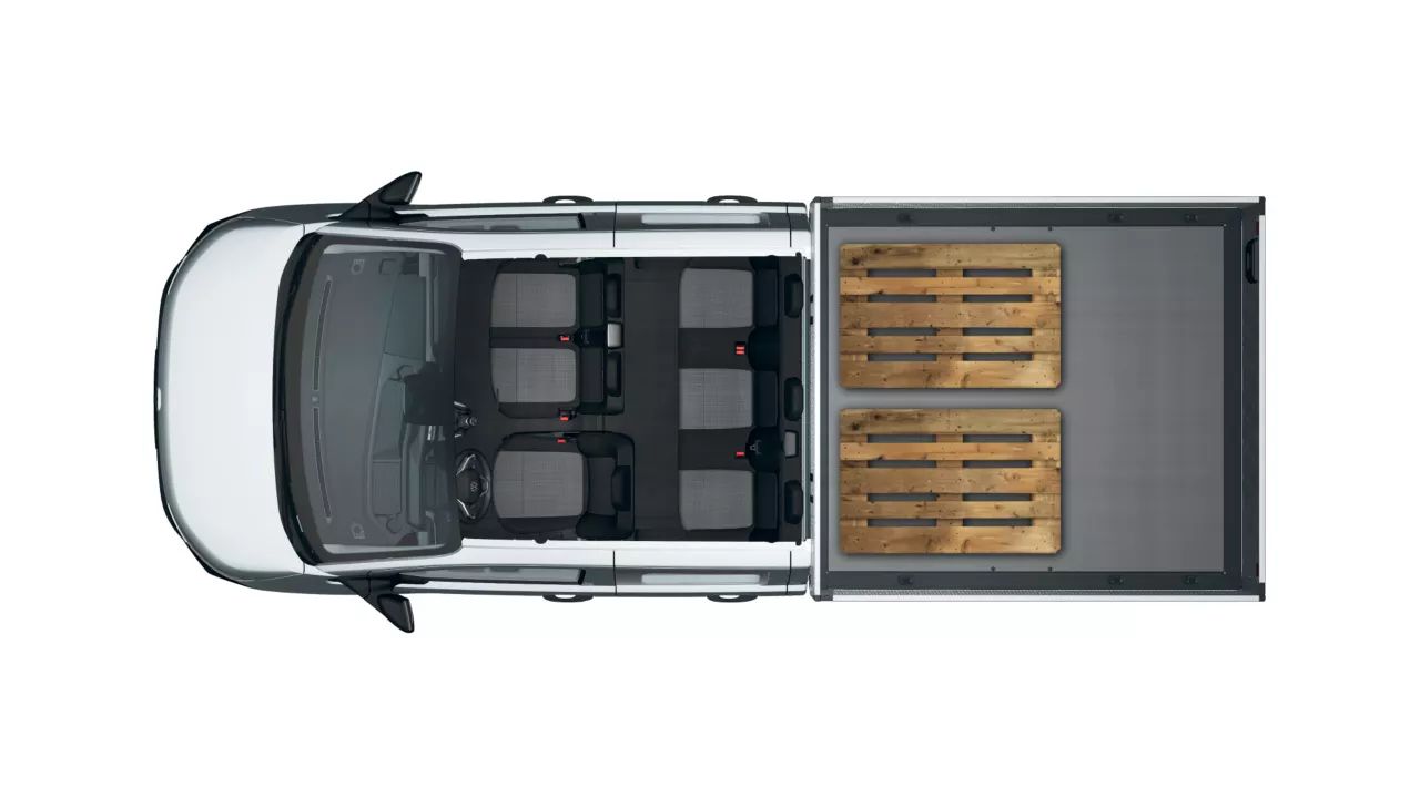 VW Transporter Pritschenwagen Doppelkabine mit Platz für zwei Euro Paletten