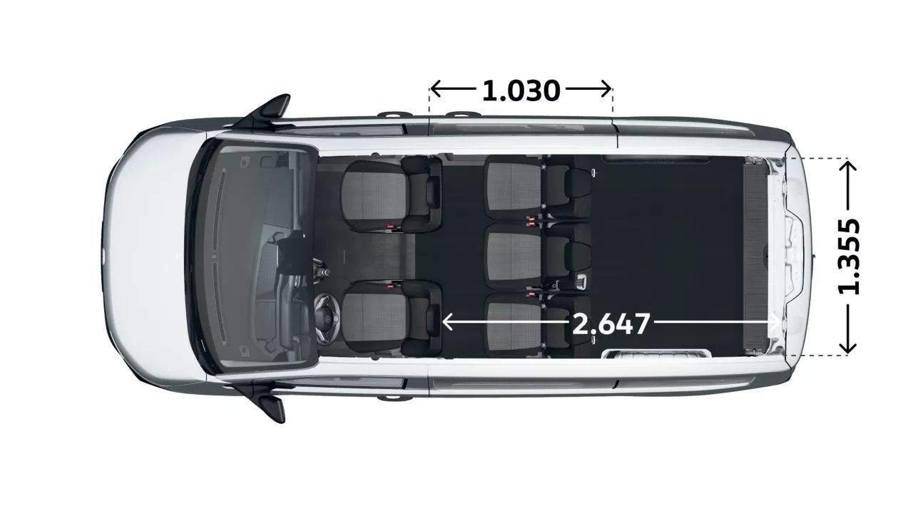 VW Transporter Kombi Länge Laderaum und Breite der Türen